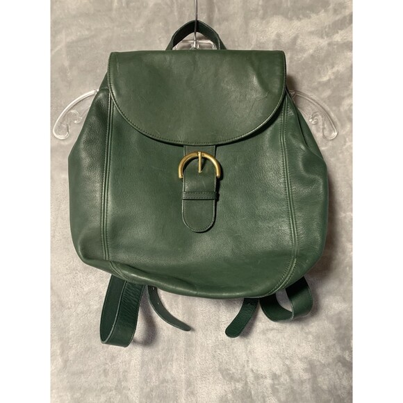 Coach Vintage Belt Green Backpack Leather Brand Logo Embossed USA Made Flaw - Picture 2 of 13